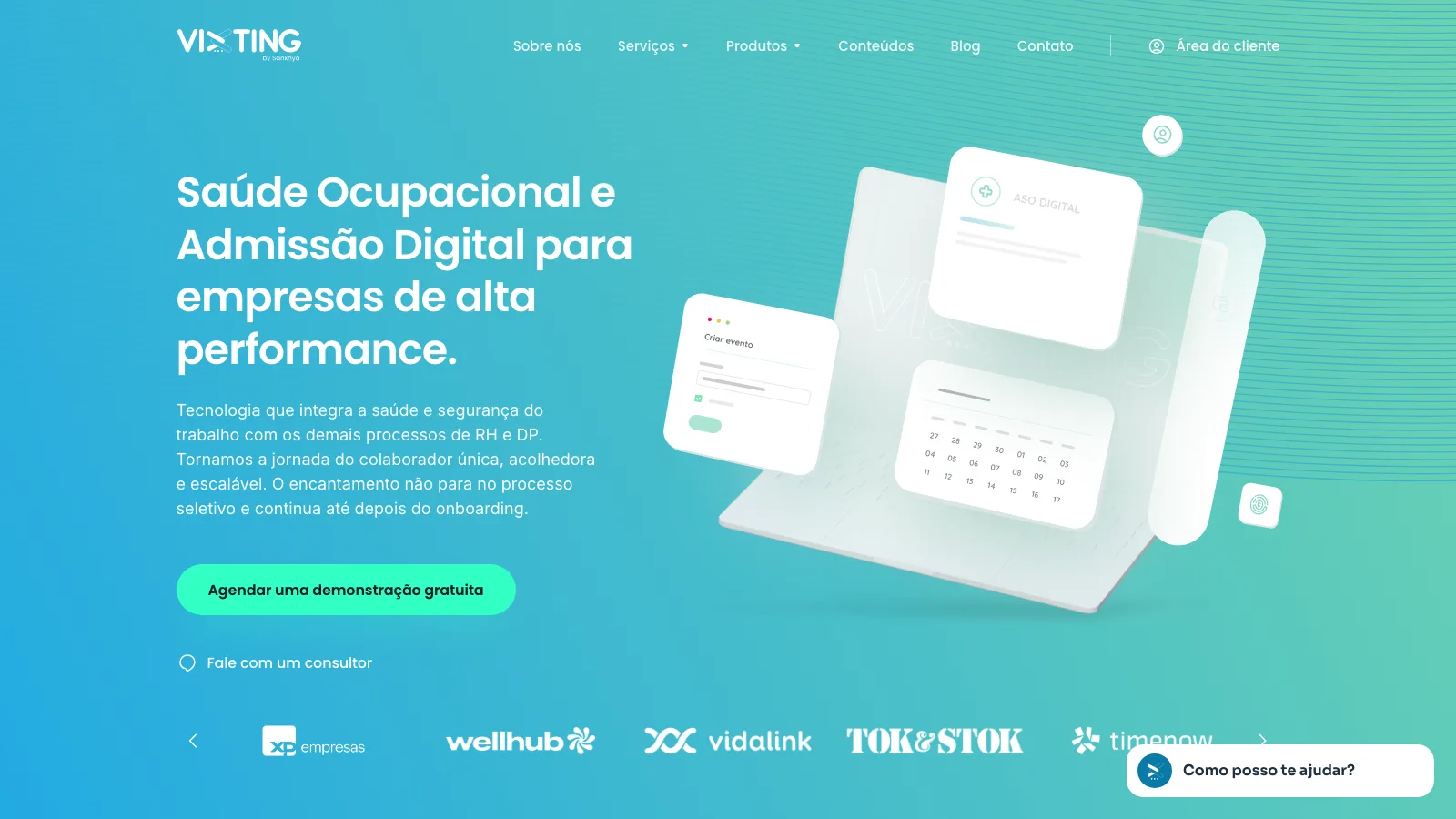 Vixting website, a GUSTA client, showing the support chat invitation in the bottom right corner of the screen